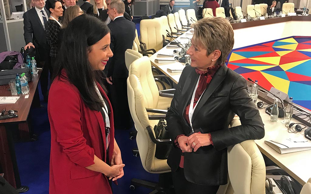 La conseillère fédérale Karin Keller-Sutter avec Dominique Halser, ministre de l’Intérieur du Liechtenstein