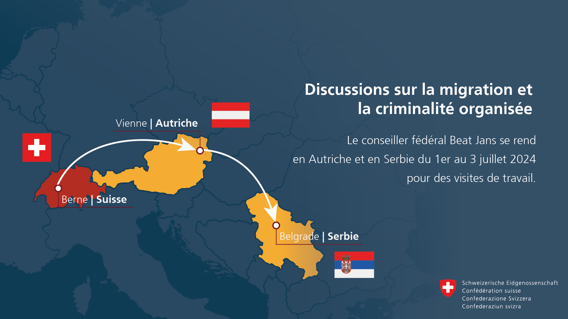 Berne, Suisse / Vienne, Autriche / Belgrade, Serbie - Discussions sur la migration et la criminalité organisée