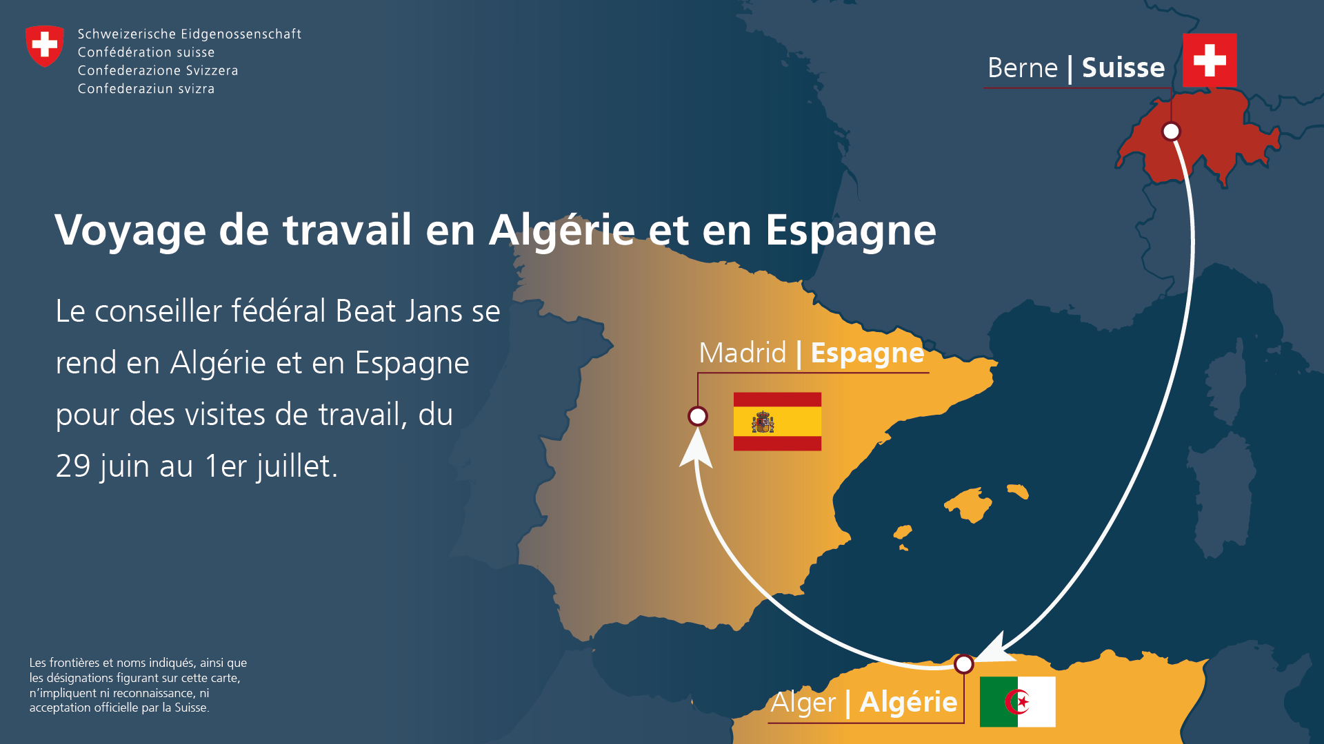 Visite de travail en Algérie et en Espagne: carte