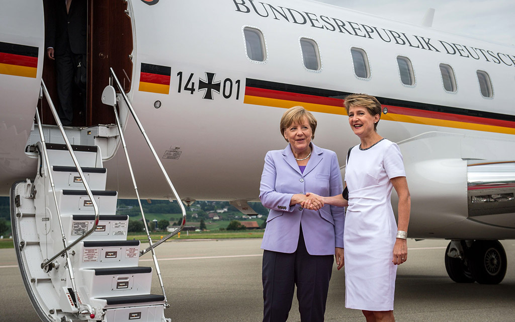 Confédération Simonetta Sommaruga accueille la chancelière fédérale allemande Angela Merkel (Photo: CME)