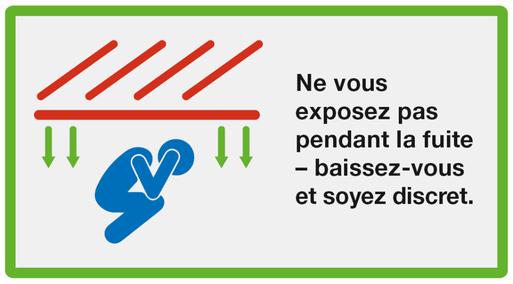 Fuir: Ne vous exponnez pas pendant la fuite - baissez-vous et soyez discret