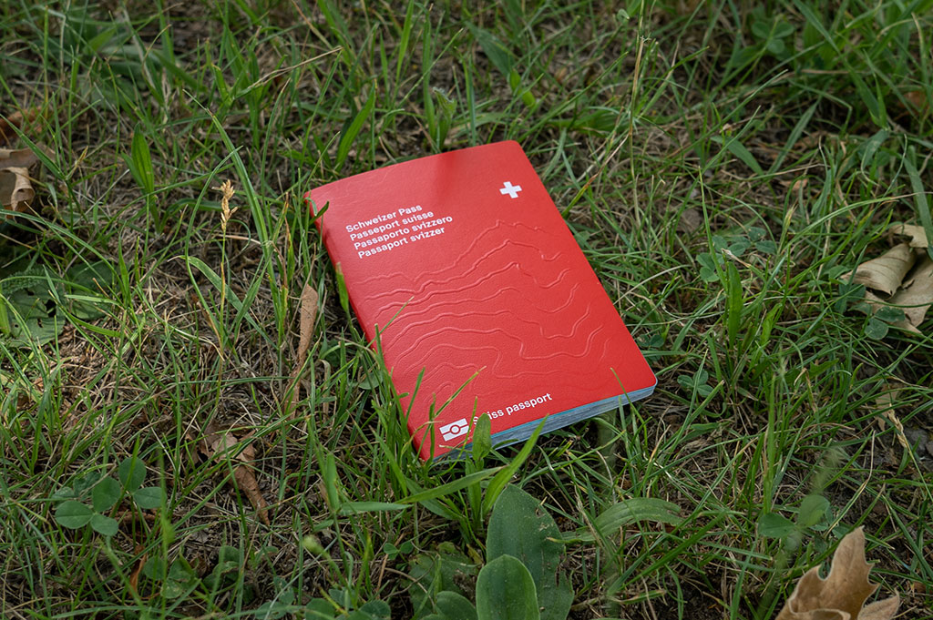 Il passaporto svizzero caduta sull'erba